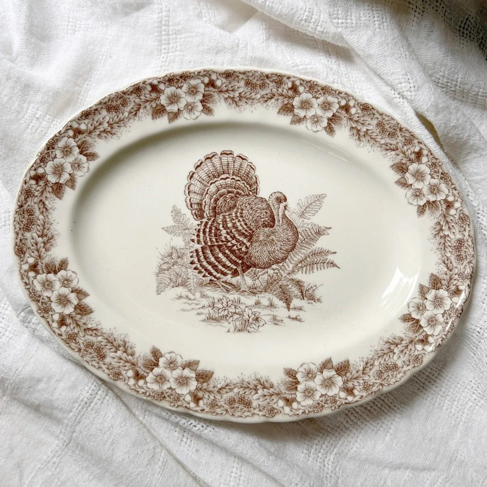 Vintage Queen's Myott Thanksgiving Brown Turkey 13